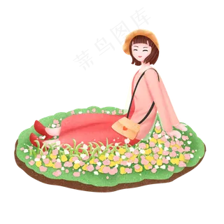 立春春天春游的女孩,免抠元素