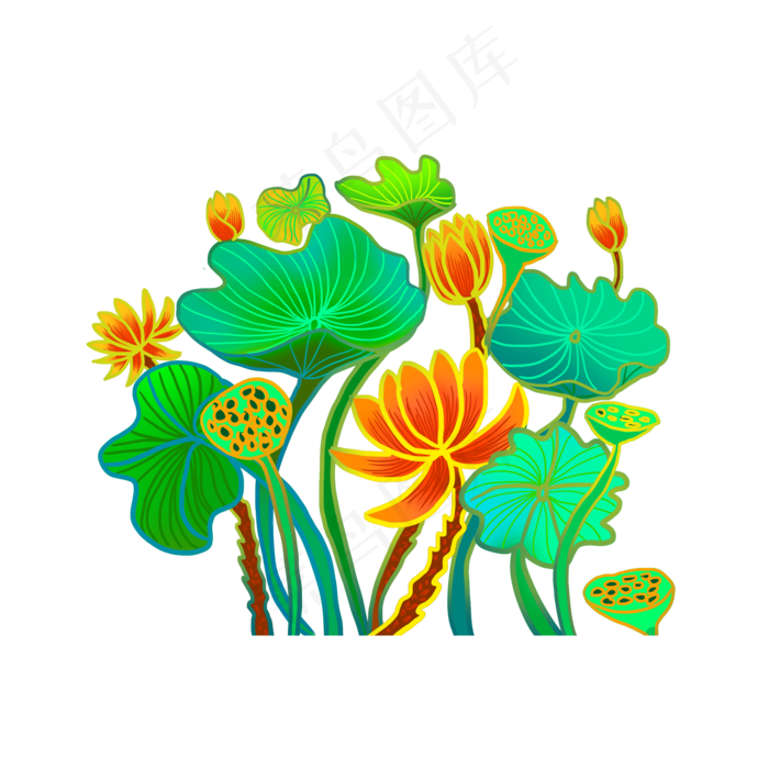 中国风荷叶荷花(2000X2000(DPI:150))psd模版下载