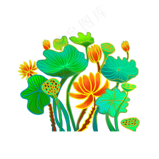 中国风荷叶荷花