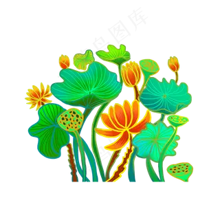 中国风荷叶荷花