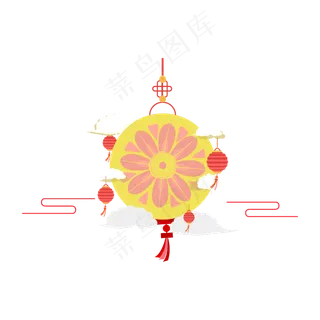 矢量手绘卡通灯笼,免抠元素