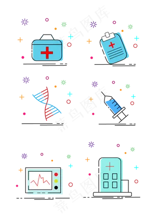 MBE卡通元素之医院医疗设备套图,免抠元素