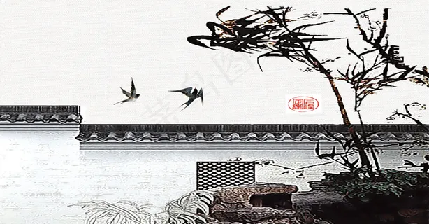 古风水墨简约背景海报