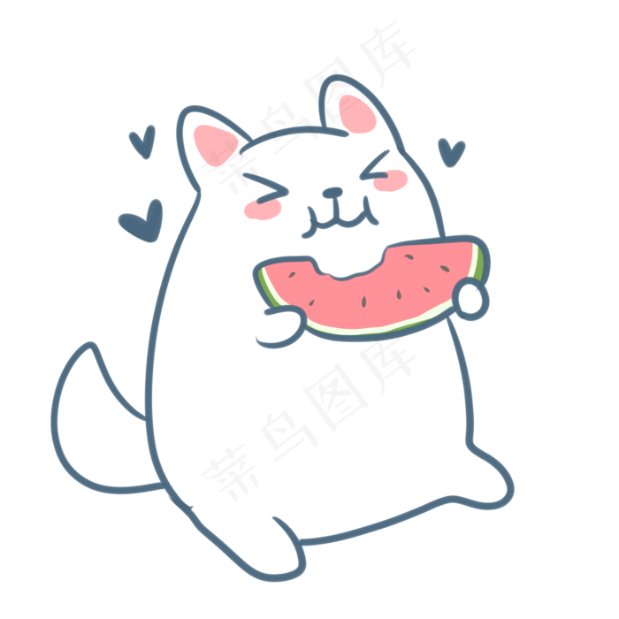吃西瓜的小萨摩(2100X2100(DPI:300))psd模版下载