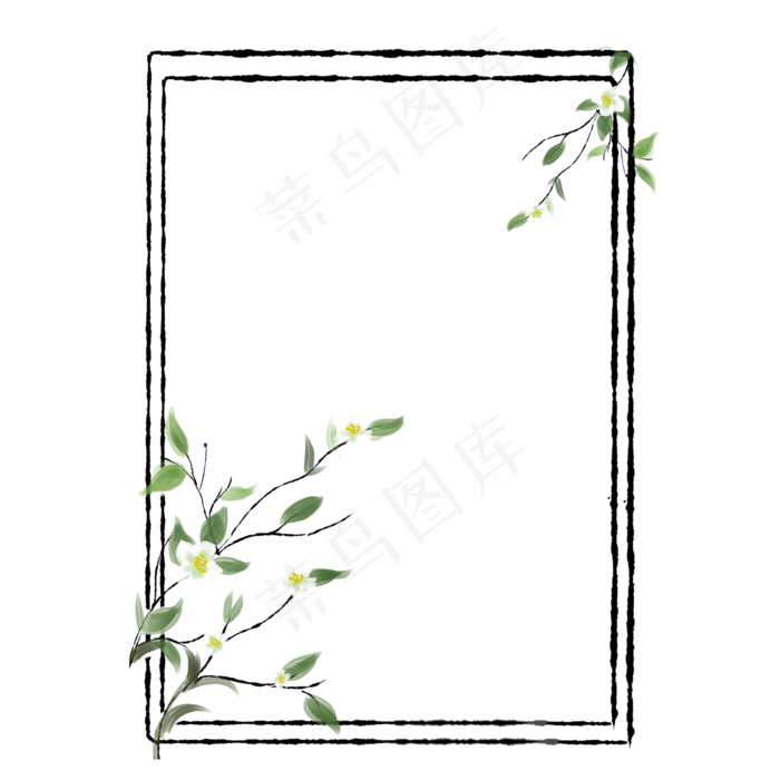 水墨水彩桂花边框(2000X2000(DPI:299))psd模版下载