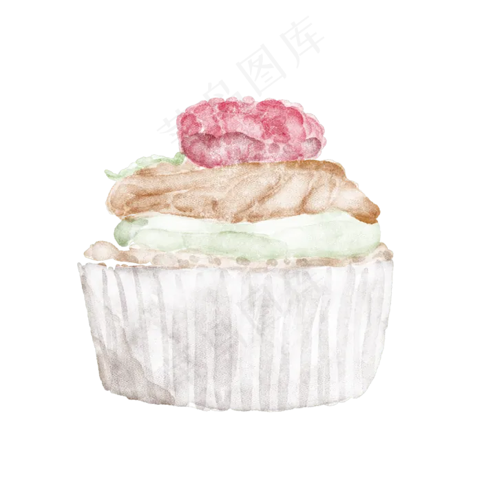 手绘水彩水果蛋糕(2000X2000(DPI:300))psd模版下载