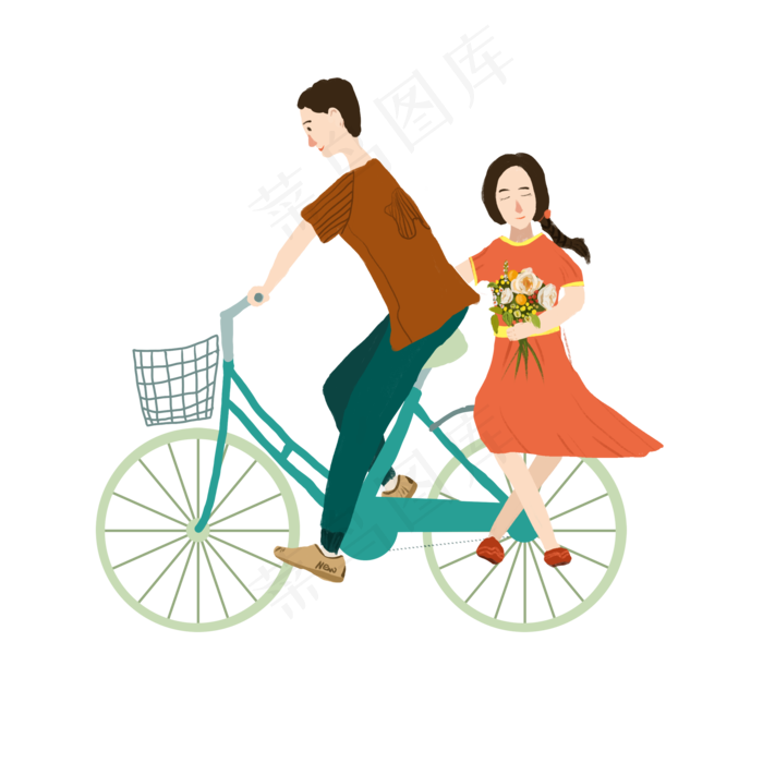 七夕情人节骑车约会元素设计(2000X2000(DPI:96))psd模版下载