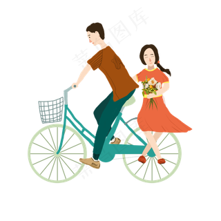 七夕情人节骑车约会元素设计