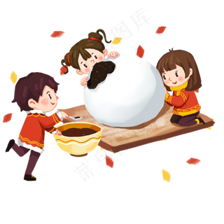 元宵节吃元宵芝麻汤圆孩子最爱,免抠元素