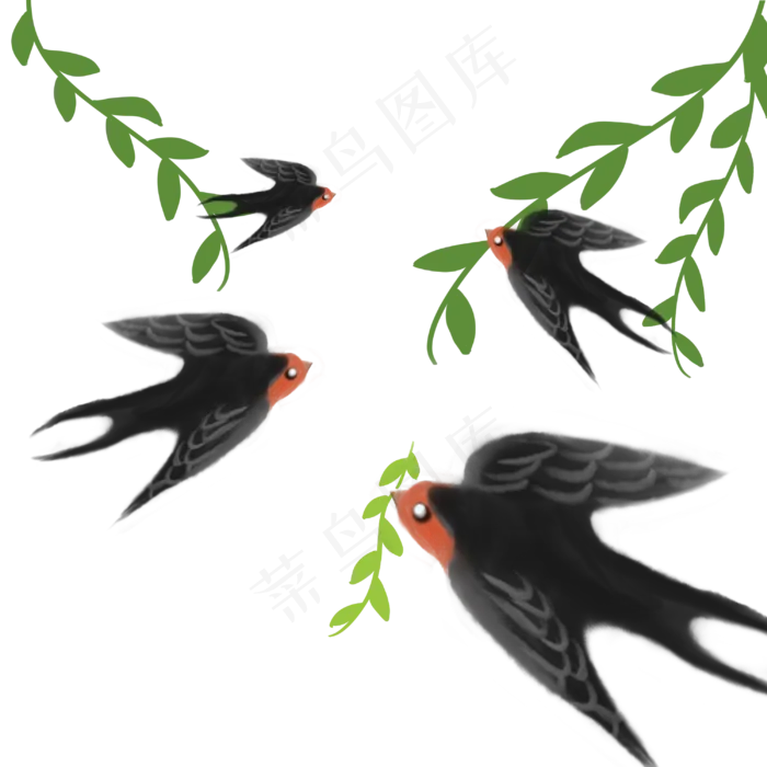 春日缬草燕子手绘(3000X3000(DPI:300))psd模版下载