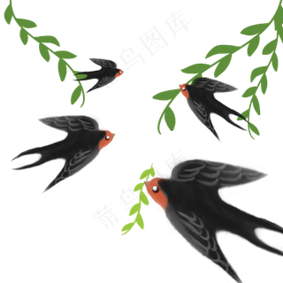 春日缬草燕子手绘