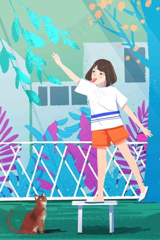 四月你好春天你好春季少女红花绿叶