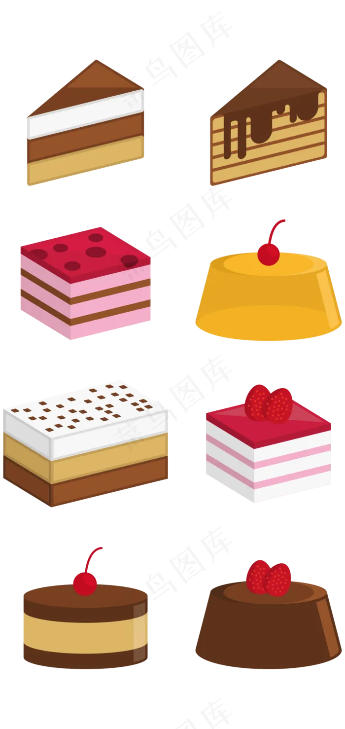 卡通矢量卡通蛋糕糕点(3000X3000(DPI:300))ai矢量模版下载
