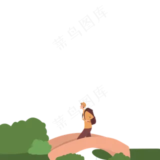 卡通小男孩在旅行免抠图