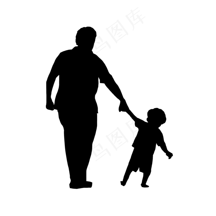 拽着自己的父亲剪影父亲节(2000X2000(DPI:300))psd模版下载