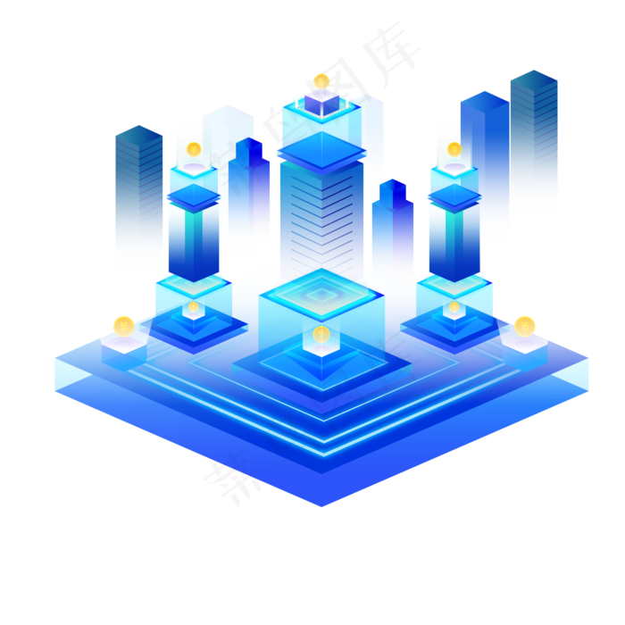 2.5d金融城市建筑可商用元素,免抠元素