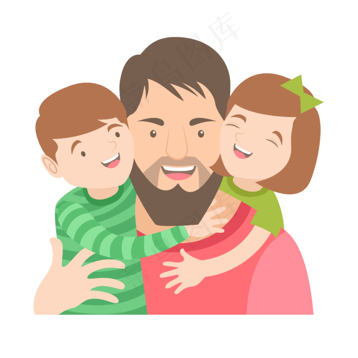 幸福的孩子和爸爸矢量素材