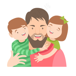 幸福的孩子和爸爸矢量素材