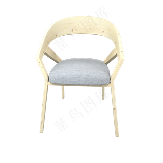 3D写实木质软垫椅子,免抠元素