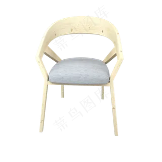 3D写实木质软垫椅子,免抠元素