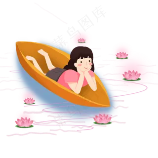 处暑荷花灯女孩png素材