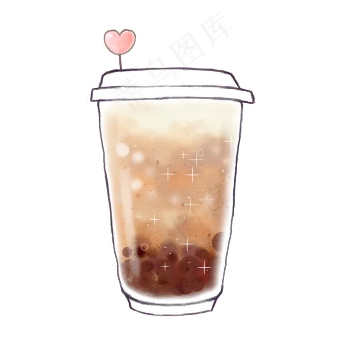 手绘水彩珍珠奶茶(2000X2000(DPI:300))psd模版下载