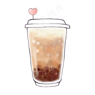 手绘水彩珍珠奶茶