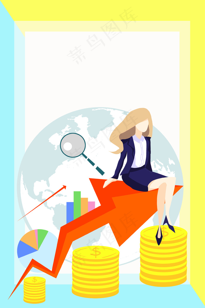 撞色商务女士箭头