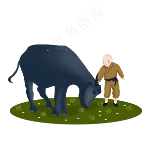 牧童水牛png素材