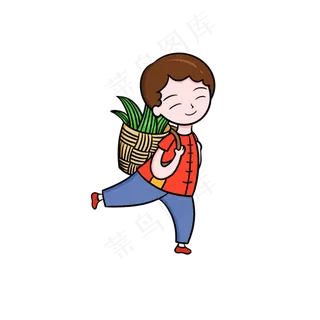 端午节背粽叶卡通免扣