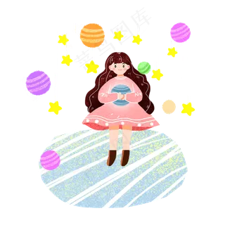 儿童节女孩卡通素材