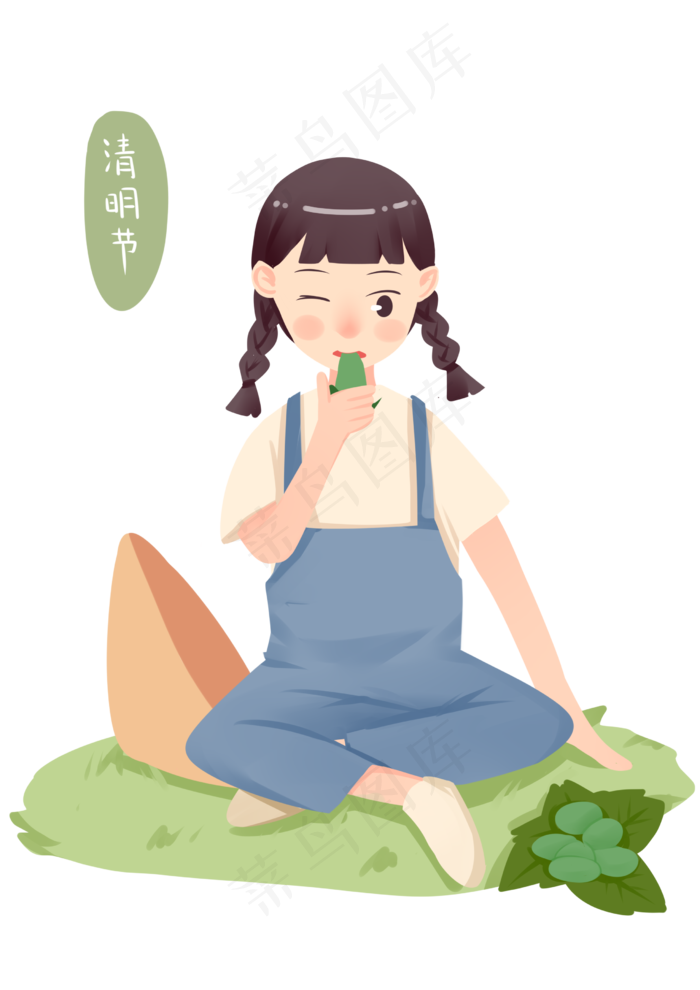 清明节吃青团女孩(2480X3508(DPI:299))psd模版下载
