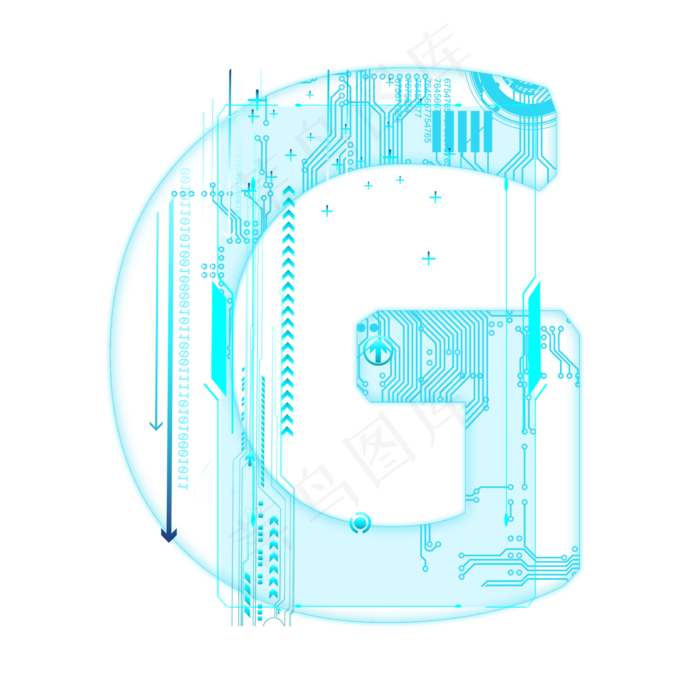 蓝色科技线条PSD字母G