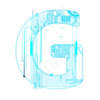 蓝色科技线条PSD字母G