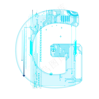 蓝色科技线条PSD字母G