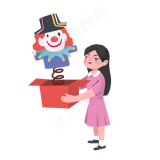 少女和愚人节礼物卡通png素材