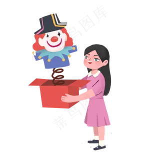 少女和愚人节礼物卡通png素材