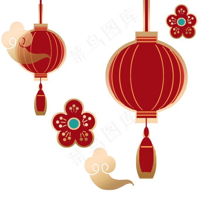 元宵节灯笼梅花灯笼,免抠元素