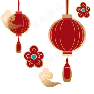 元宵节灯笼梅花灯笼,免抠元素