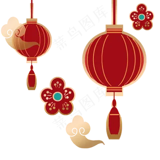 元宵节灯笼梅花灯笼,免抠元素
