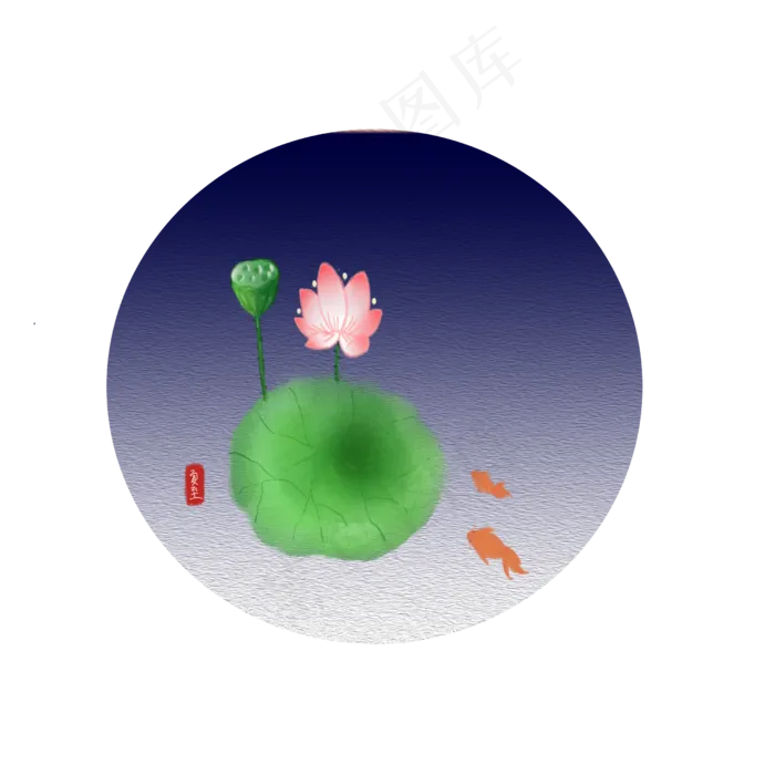 夏至水墨莲花装饰(2480X2480(DPI:300))psd模版下载