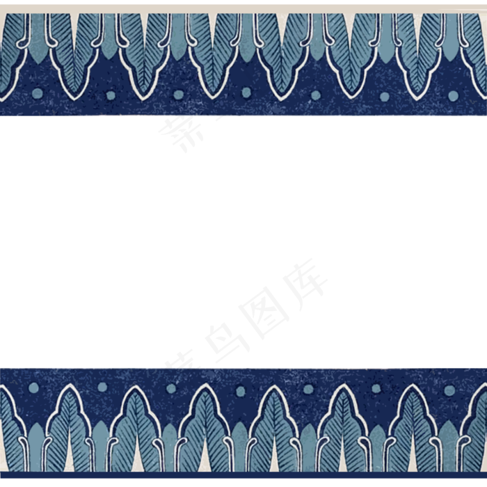 中国清朝芭蕉叶对称装饰边框,免抠元素