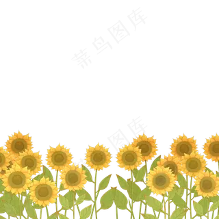 向日葵花田卡通png素材
