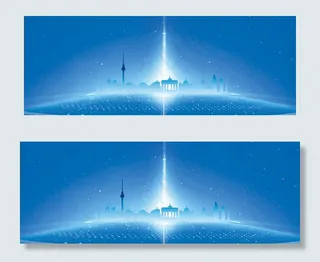 banner科技蓝色城市剪影