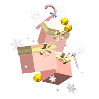 3D立体粉色礼盒,免抠元素