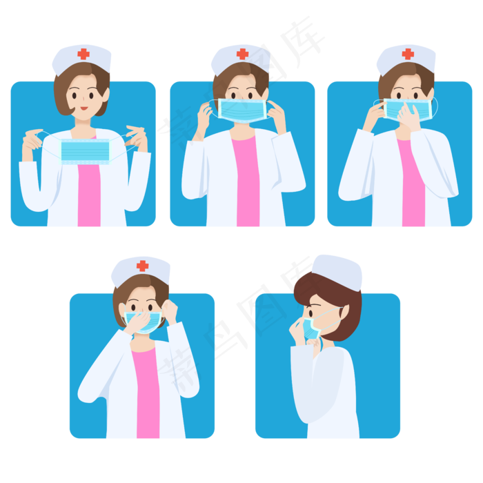 戴口罩示范矢量图,免抠元素