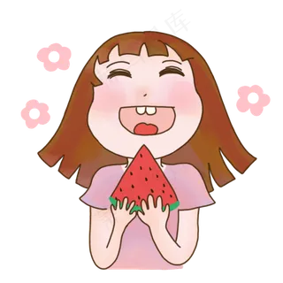 吃西瓜的小女孩