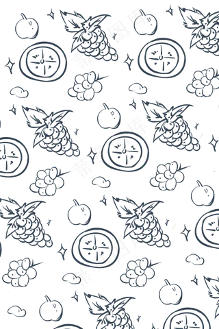 手绘葡萄底纹装饰,免抠元素