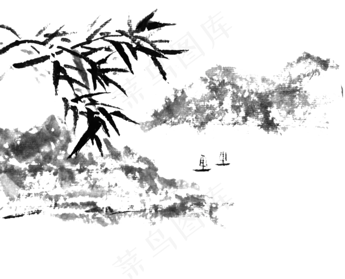 水墨山水竹子(1336X1080(DPI:72))psd模版下载