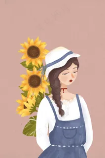 拿着向日葵的文艺少女 拿着向日葵的文艺少女